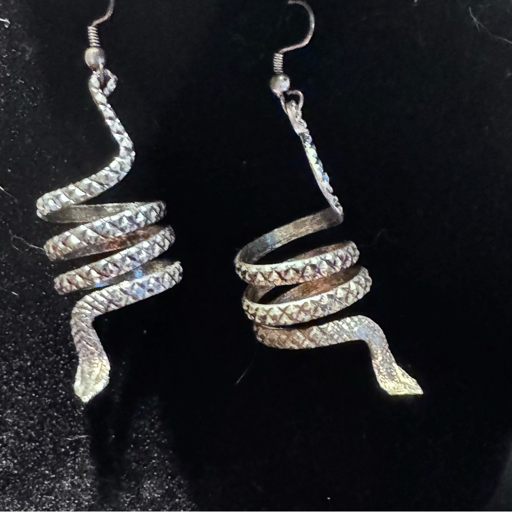 Silver Snake Spiral Earrings
